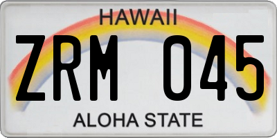 HI license plate ZRM045