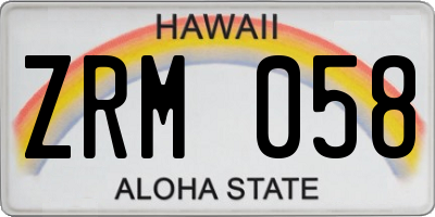 HI license plate ZRM058