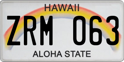 HI license plate ZRM063