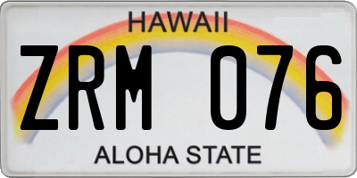 HI license plate ZRM076
