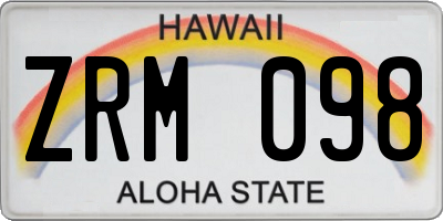 HI license plate ZRM098