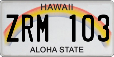 HI license plate ZRM103