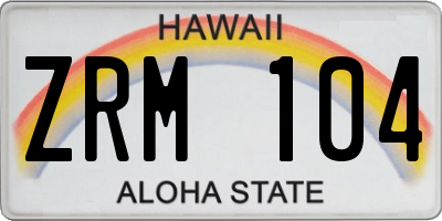 HI license plate ZRM104
