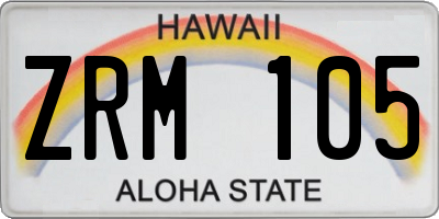 HI license plate ZRM105