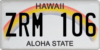 HI license plate ZRM106