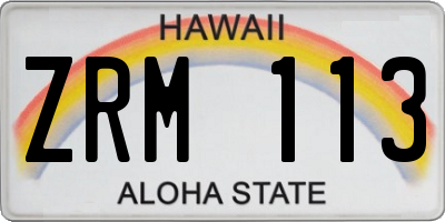 HI license plate ZRM113