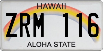 HI license plate ZRM116