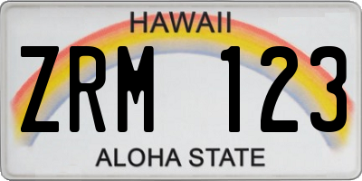 HI license plate ZRM123