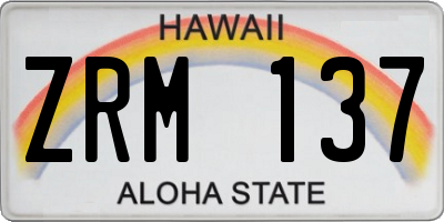 HI license plate ZRM137