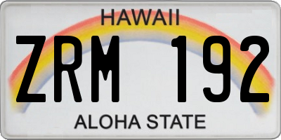 HI license plate ZRM192