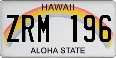 HI license plate ZRM196