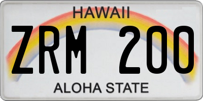 HI license plate ZRM200