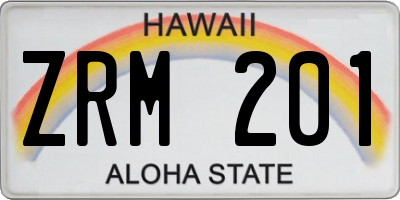 HI license plate ZRM201