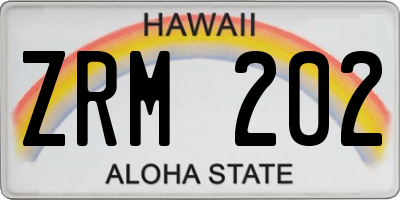 HI license plate ZRM202