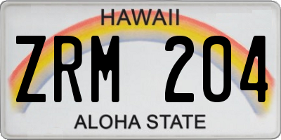 HI license plate ZRM204
