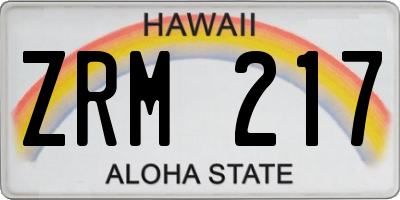 HI license plate ZRM217