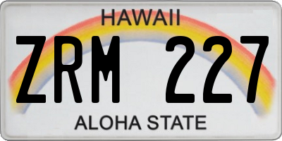 HI license plate ZRM227