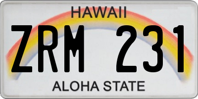 HI license plate ZRM231