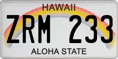 HI license plate ZRM233