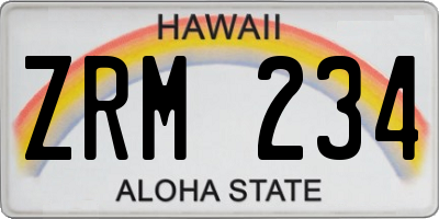 HI license plate ZRM234