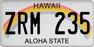 HI license plate ZRM235