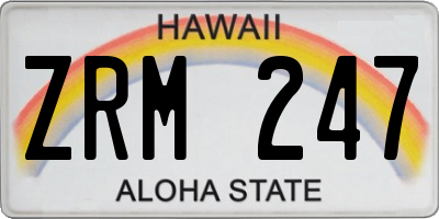 HI license plate ZRM247