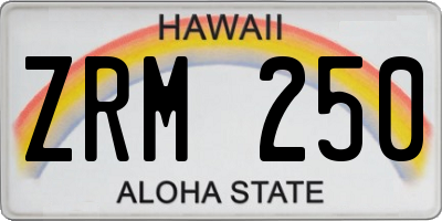 HI license plate ZRM250