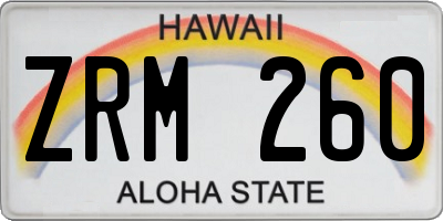 HI license plate ZRM260