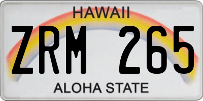 HI license plate ZRM265