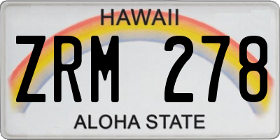 HI license plate ZRM278