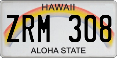 HI license plate ZRM308