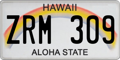 HI license plate ZRM309