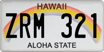 HI license plate ZRM321