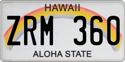 HI license plate ZRM360