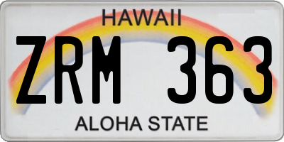 HI license plate ZRM363