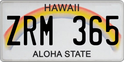 HI license plate ZRM365