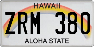 HI license plate ZRM380