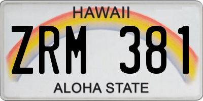 HI license plate ZRM381