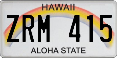 HI license plate ZRM415
