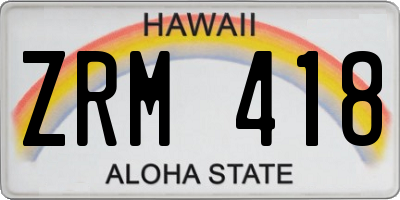 HI license plate ZRM418