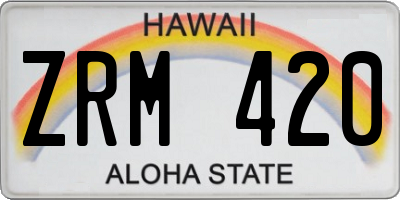HI license plate ZRM420
