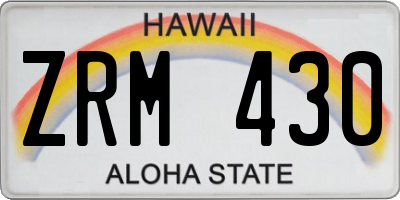 HI license plate ZRM430