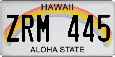HI license plate ZRM445