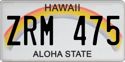 HI license plate ZRM475