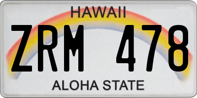 HI license plate ZRM478