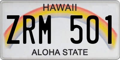 HI license plate ZRM501