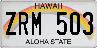 HI license plate ZRM503