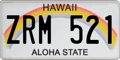 HI license plate ZRM521