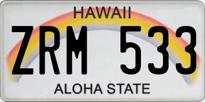 HI license plate ZRM533