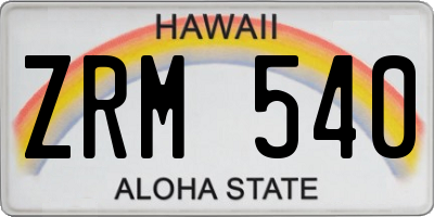 HI license plate ZRM540